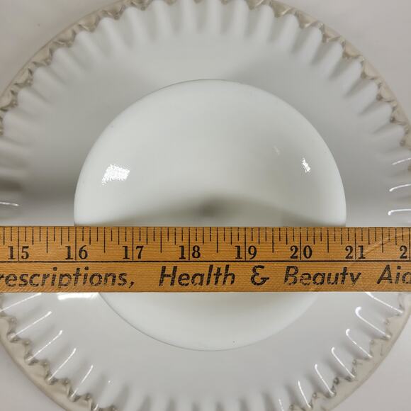 Vtg Fenton Silver Crest Milk Glass Cake Stand 12.75” Ruffled Edge Pedestal Plate - Picture 14 of 16